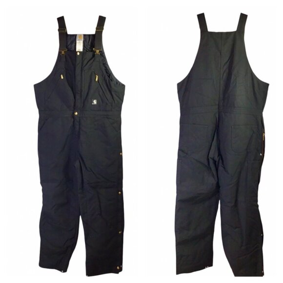 Carhartt Extremes Yukon Artic R33 Insulated Quilted Bib Overalls 40 X 34 Black - Picture 1 of 9